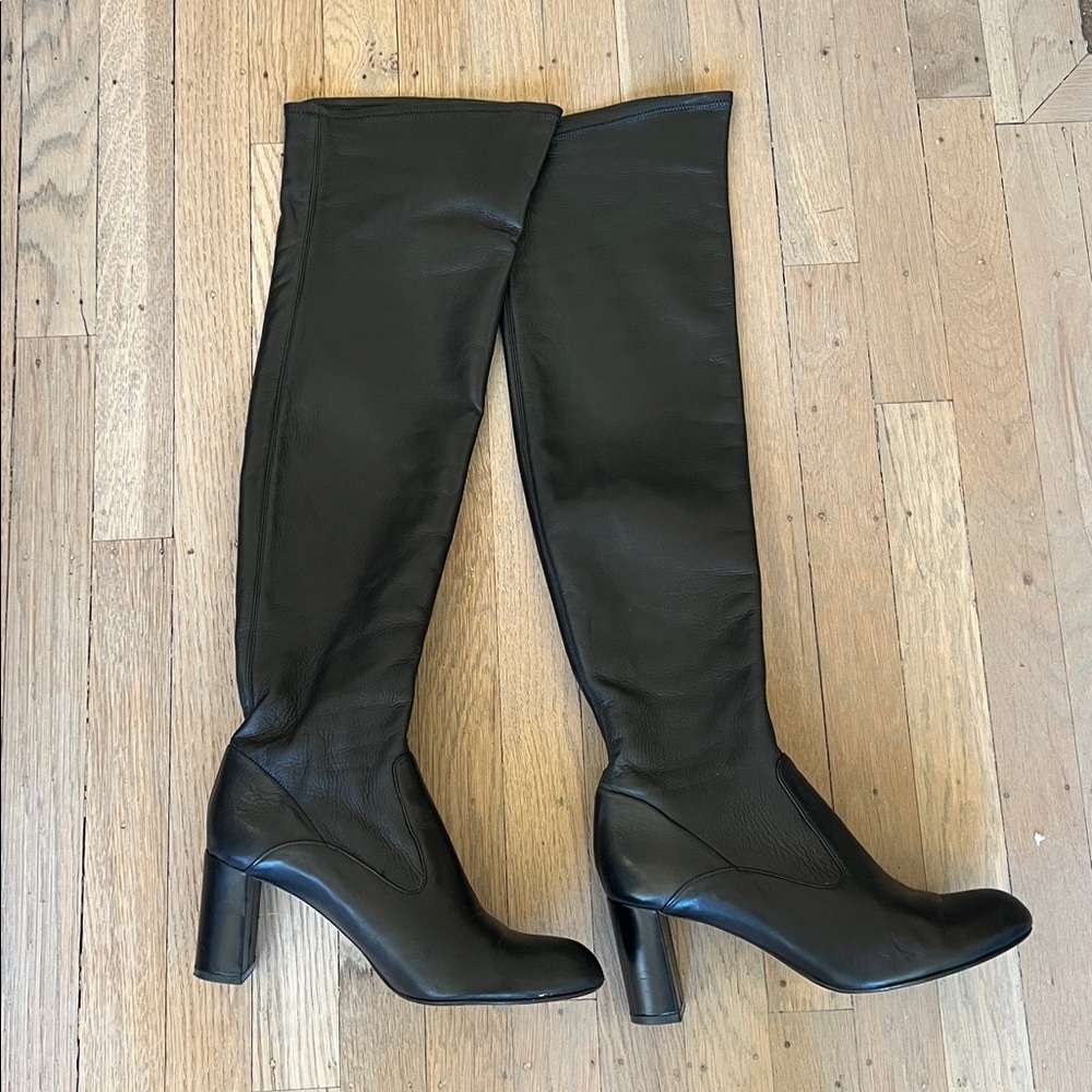 Valentino Black Leather over the Knee Boots